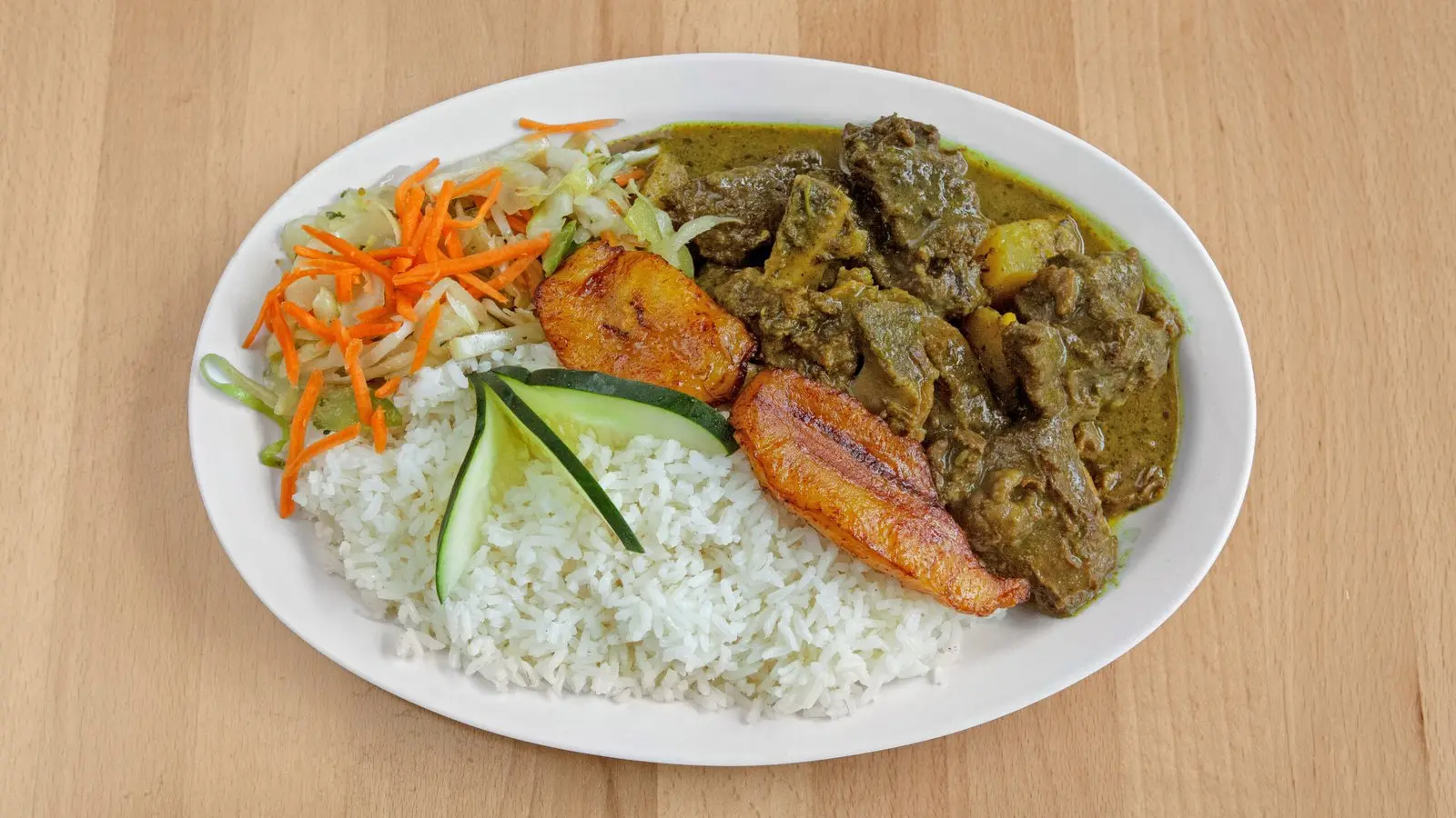 A tray of curry goat from Nice and Knuff